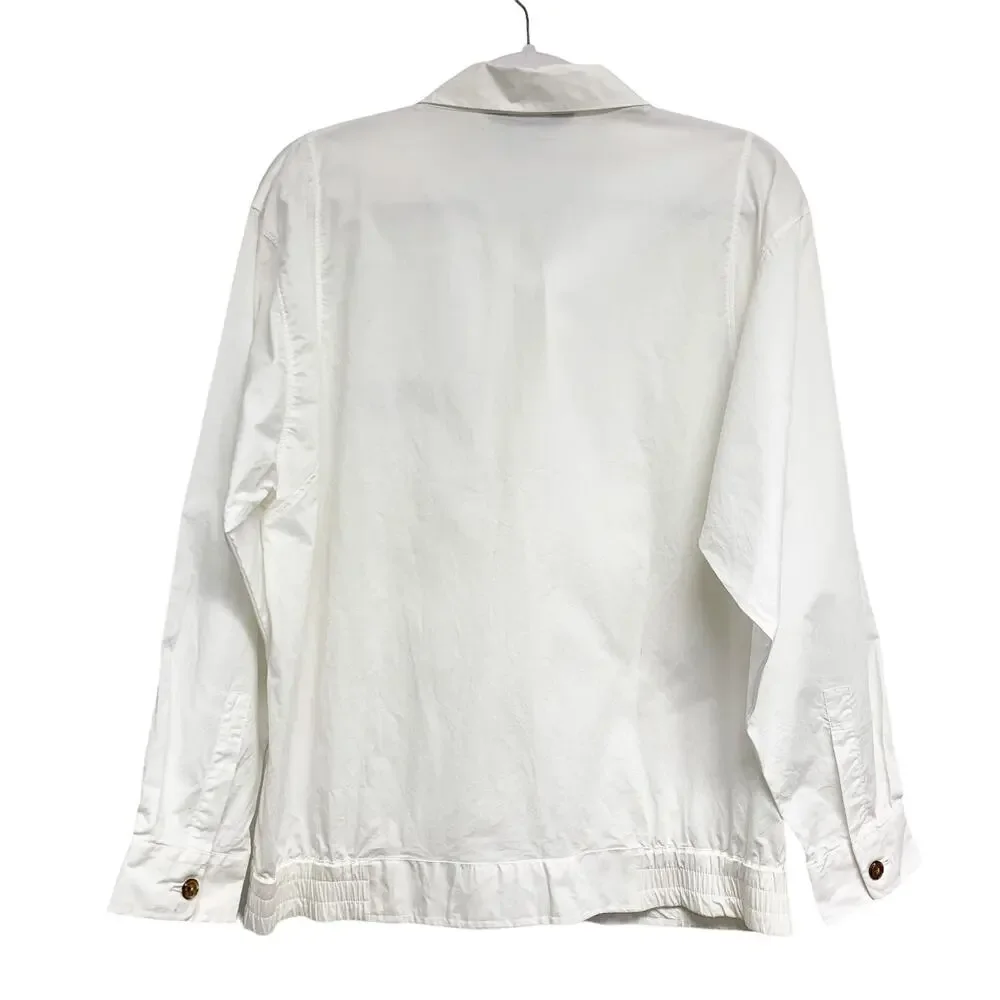 Vintage Pierre Cardin Size L White Zip Up Snap Button Light Jacket